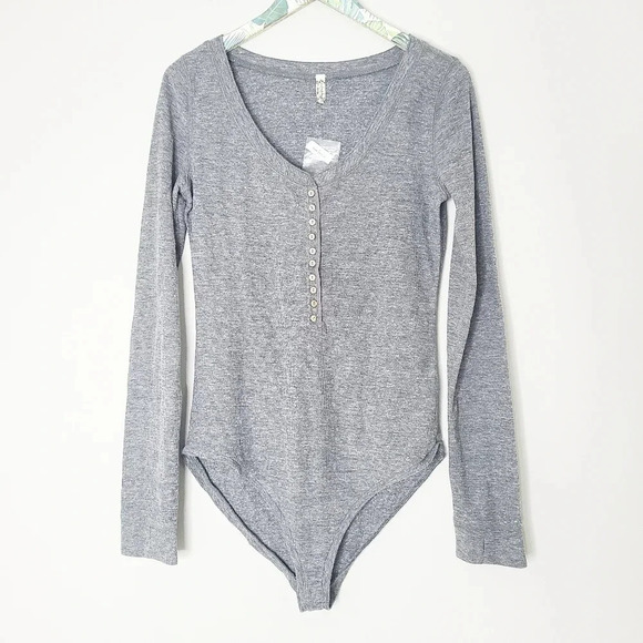 NWT Free People Dylan Gray Thermal Bodysuit L - Picture 1 of 8